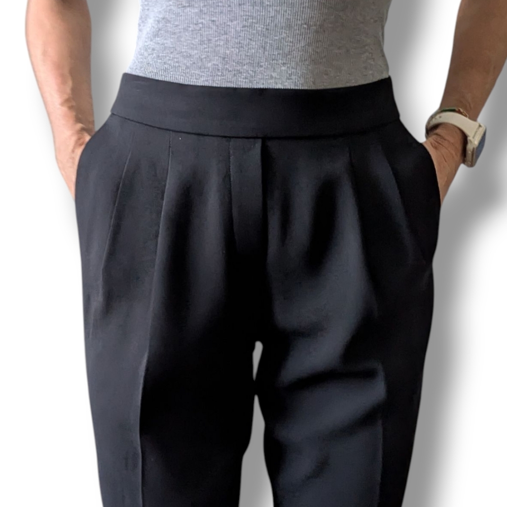Aritzia Babaton Black Crepe Ankle Cropped Dressy Pull On Stretch Waist Pants 4 - Picture 3 of 16